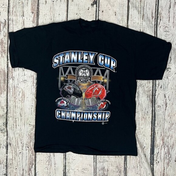 New Jersey Devils Stanley Cup 2001 Champions Ice Hockey tshirt NJ Devils Jersey - Picture 1 of 3